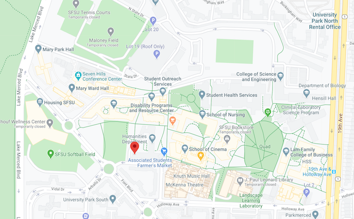 Humanities Building map from google maps
