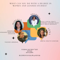 Pink poster picturing four women